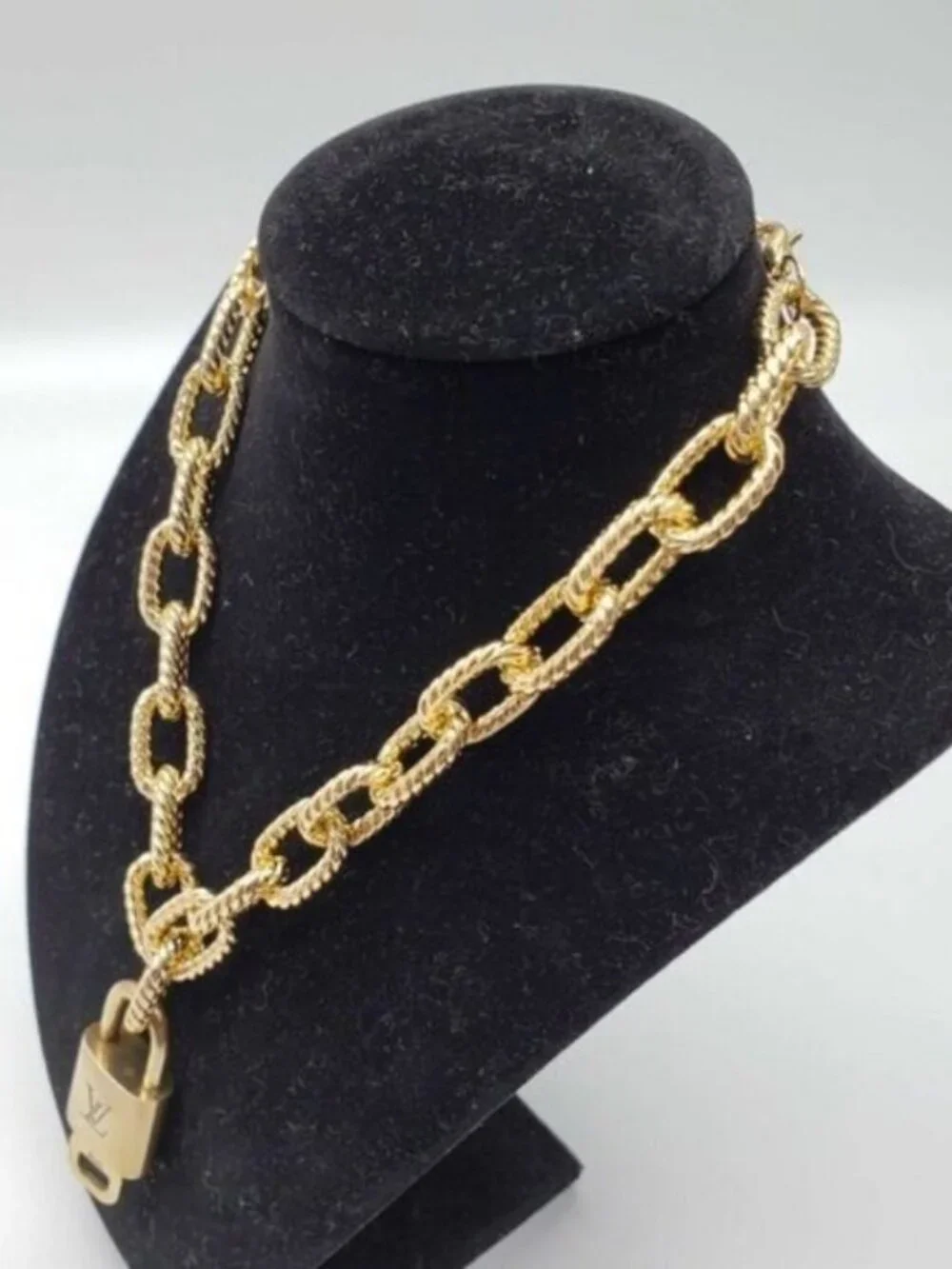 Authentic Louis Vuitton Lock and Key Gold Color with Gold Plated Chain Necklace